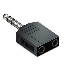 SINEXTESIS Adattatore da Spina Jack Stereo ø 6,3 mm. (M) a 2 Prese Jack Stereo ø 6,3 mm. (F)