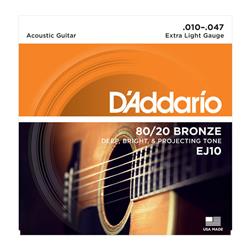 D'ADDARIO Muta per Chitarra Acustica 80-20 Bronze 10/47 Extra Light