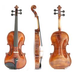 ffalstaff Violino 4/4 Massello Fiammato "Maestro" Finitura Lucida, parti in Ebano (Custodia Rettangolare ed Accessori)