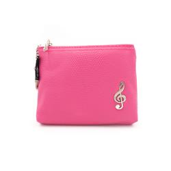 Borsa Portamonete tinta unita con chiave di violino (Colore Rosa)