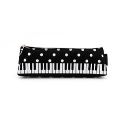 Astuccio triangolare porta matite con pianoforte e pois