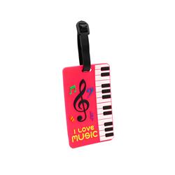 Targhetta segna nome per bagagli a tema musicale (Colore Rosa)