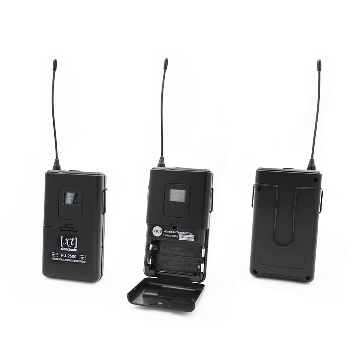 Radiomicrofono Professionale UHF Doppio Bodypack + Archetto + Lavalier 561.40Mhz - 590.30MHz
