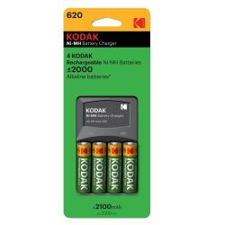 KODAK Caricabatterie con 4 Batterie Ricaricabili Stilo AA 2000mAh (in Blister)