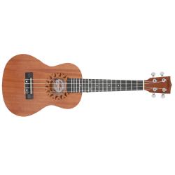 RICHTONE Ukulele da Concerto "Limited Edition" con rosetta intarsiata nel legno e Borsa con Imbottitura 5 mm (Natural Scuro)