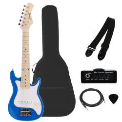 ffalstaff Kit Chitarra Elettrica da 30" con Ampli 3W e Accessori (Blu)