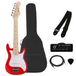 ffalstaff Kit Chitarra Elettrica da 30" con Ampli 3W e Accessori (Rosso)