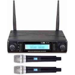 SINEXTESIS Radiomicrofono Professionale UHF Doppio Palmare 823-832Mhz 2x16 Canali