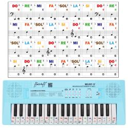 ffalstaff Adesivi Trasparenti per Tastiera Musicale con Notazione Italiana (32-37-44-49-54-61 tasti) - Stampati e Disegnati in Italia