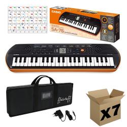 CASIO SA76 con Borsa ffalstaff, Alimentatore e Adesivi con Notazione Italiana - (master carton da 7 pezzi)