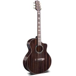 ffalstaff QZY-BR Chitarra Acustica Elettrificata Cutway con Tastiera e Ponte in Palissandro (Marrone Scuro)