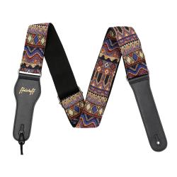ffalstaff Tracolla Superior regolabile in tessuto ricamata con terminali in pelle (Fantasia Etnica Cambogia)