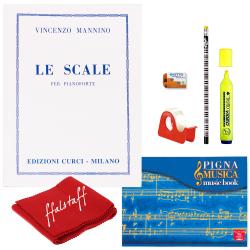 Le scale + panno copritastiera  + quaderno pentagrammato + kit cancelleria