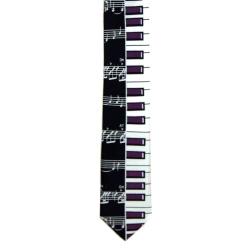 Cravatta tema musicale (Nero e Bianco con tasti Viola)