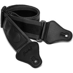 ffalstaff Tracolla in Nylon a Righe con Terminale in Pelle e poirta plettri (Grigio e Nero)