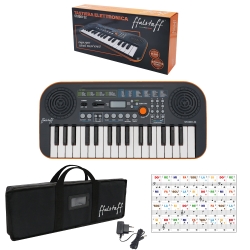 ffalstaff STUDIO-32 Tastiera Elettronica 32 Tasti, Borsa con Imbottitura 5 mm, Alimentatore e Adesivi con Notazione Italiana 