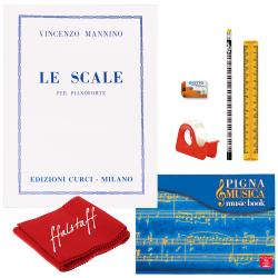 Le scale + panno copritastiera  + quaderno pentagrammato + kit cancelleria