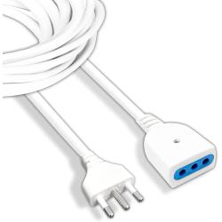 Prolunga Cavo 5m con Spina Bipasso 10A e Presa Bipasso 10A Colore Bianco