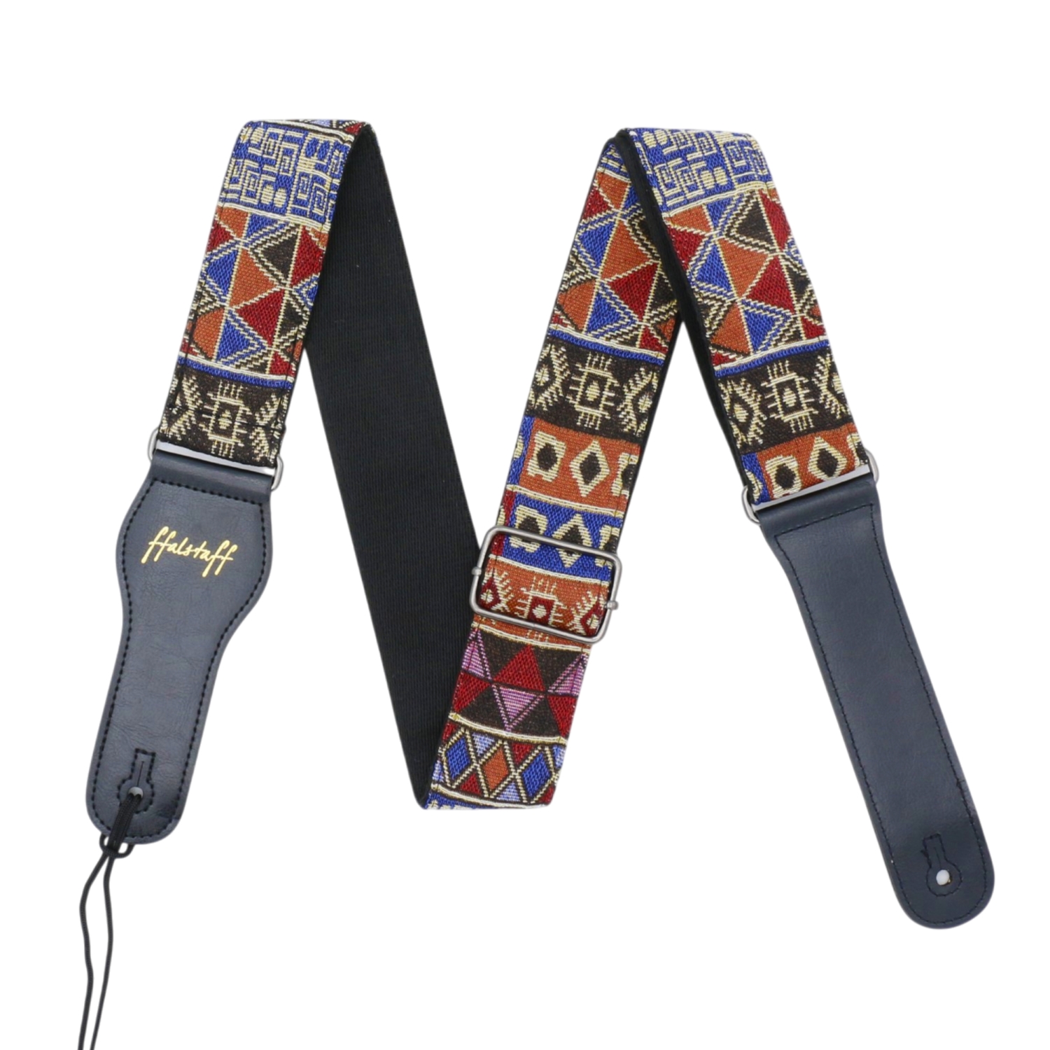 ffalstaff Tracolla Superior regolabile in tessuto ricamata con terminali in pelle (Fantasia Etnica Cairo)