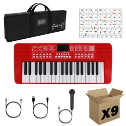 ffalstaff STUDIO-37 Tastiera Elettronica Ricaricabile 37 Tasti, Borsa con Imbottitura 5 mm, Alimentatore e Adesivi con Notazione Italiana (...la rossa) - (master carton da 9 pezzi)