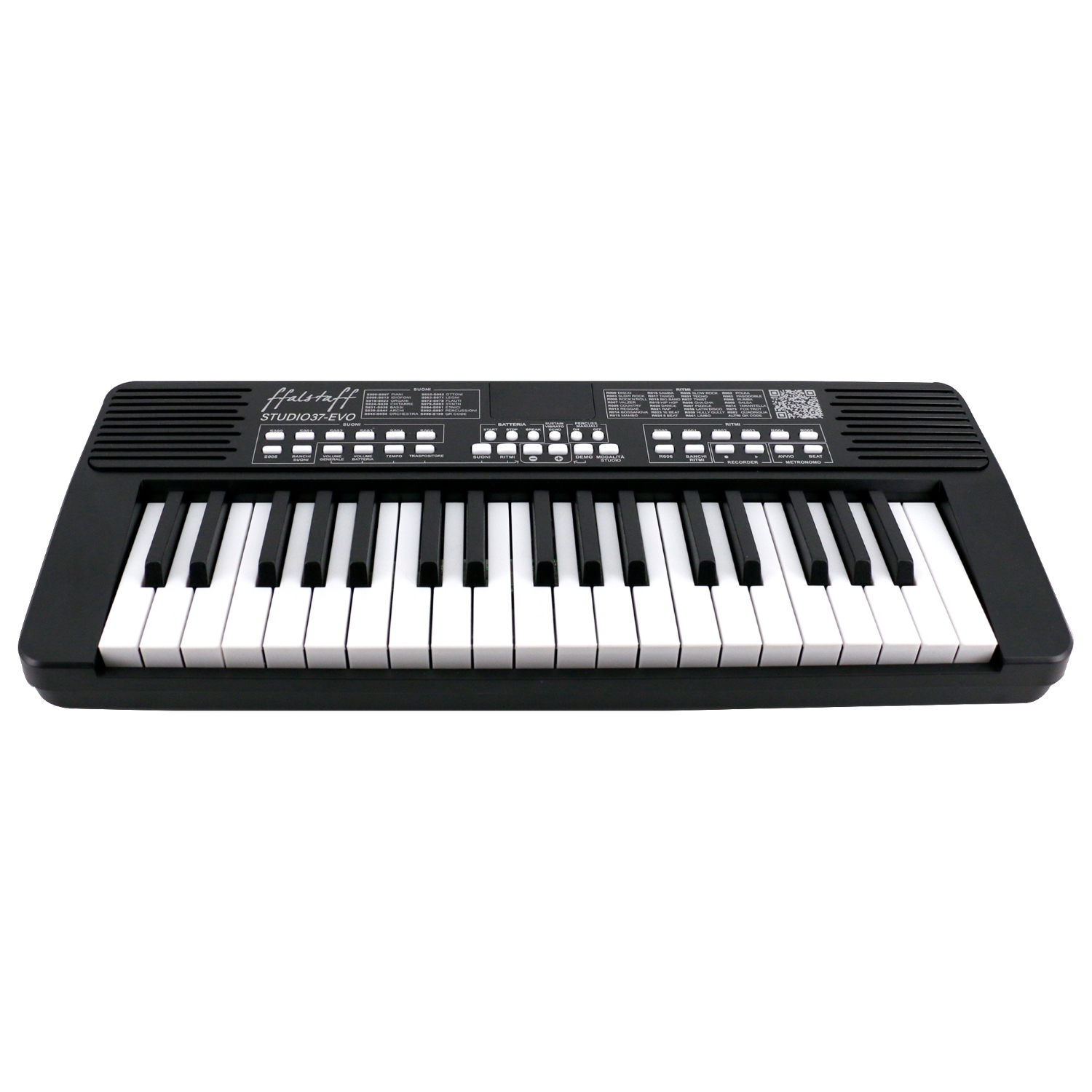 ffalstaff Tastiera elettronica ricaricabile 37 tasti per uso Scolastico "Italian Design" con 200 Suoni, 200 Ritmi, 50 Brani dimostrativi (la Nera)