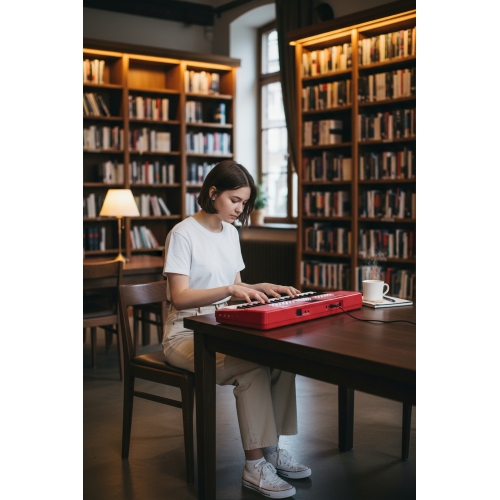 ffalstaff Tastiera elettronica ricaricabile 37 tasti per uso Scolastico "Italian Design" con 200 Suoni, 200 Ritmi, 50 Brani dimostrativi (la Rossa)