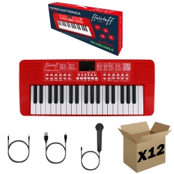 ffalstaff Tastiera elettronica ricaricabile 37 tasti per uso Scolastico "Italian Design" con 200 Suoni, 200 Ritmi, 50 Brani dimostrativi (la Rossa) - (master carton da 12 pezzi)