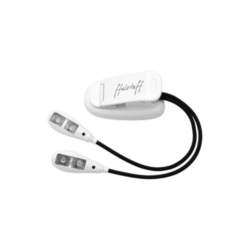 ffalstaff Luce a pinza da leggio con doppio braccio regolabile 4 LED e 2 Livelli di Luminosità (Bianco)