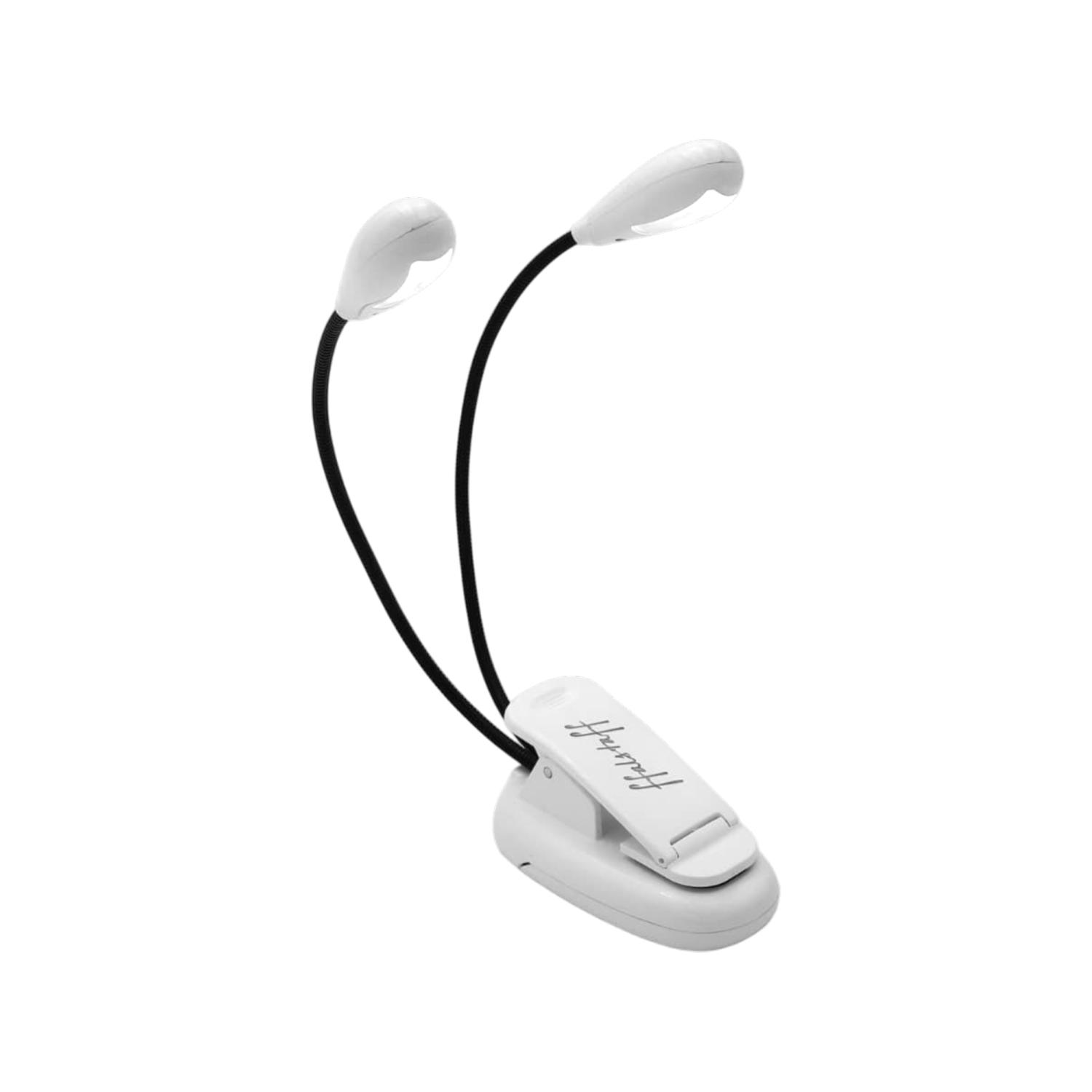 ffalstaff Luce a pinza da leggio con doppio braccio regolabile 4 LED e 2 Livelli di Luminosità (Bianco)