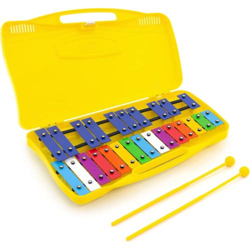 ffalstaff Metallofono Cromatico 25 Note con Piastre Colorate (Custodia Gialla) - (master carton da 10 pezzi)