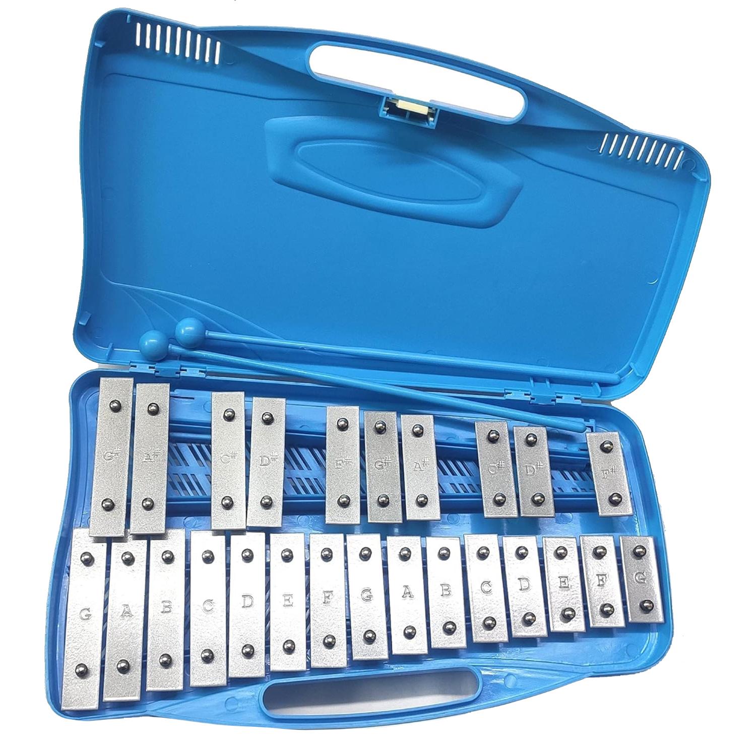 ffalstaff Metallofono Cromatico 25 Note con Piastre in Acciaio (Custodia Azzurra)