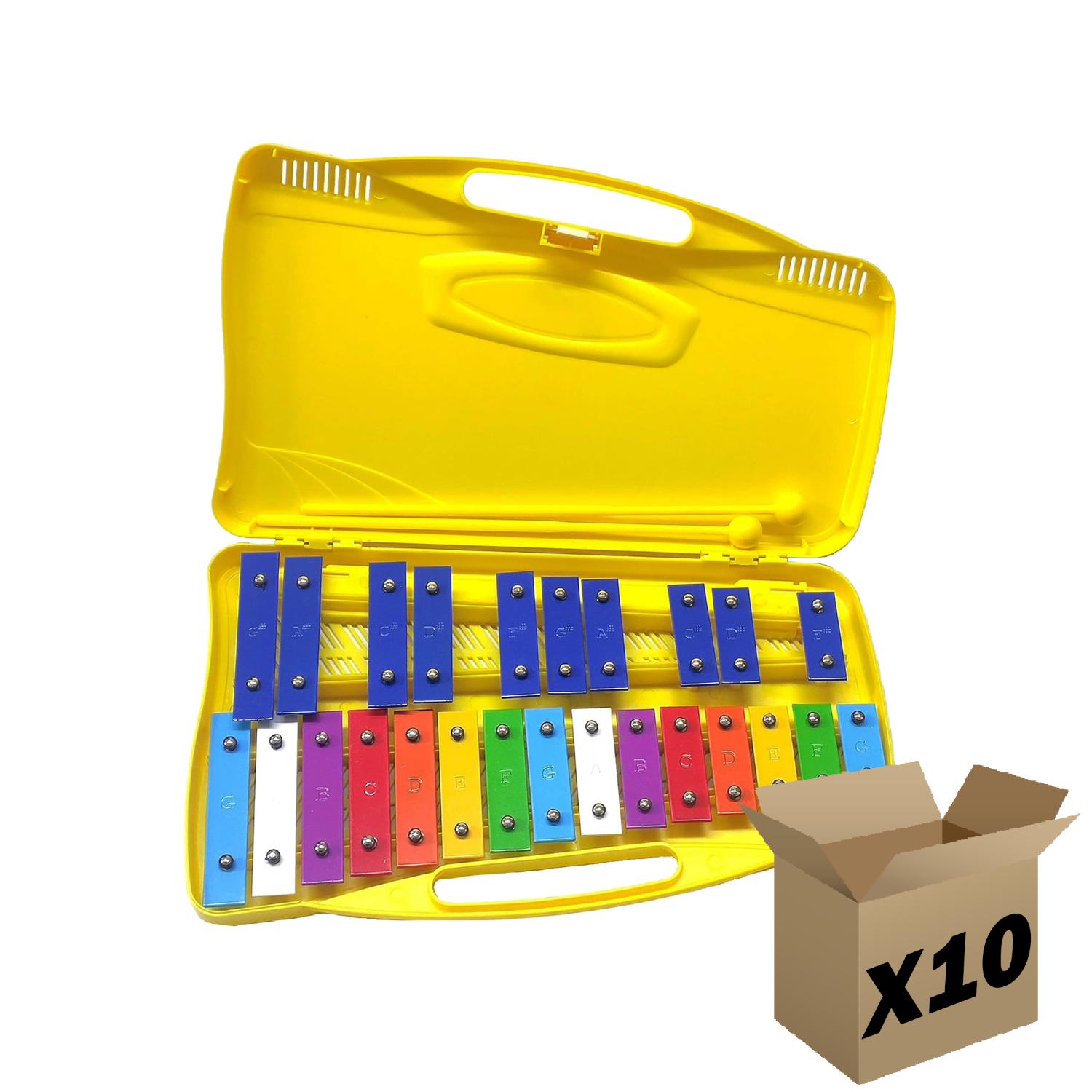 ffalstaff Metallofono Cromatico 25 Note con Piastre Colorate (Custodia Gialla) - (master carton da 10 pezzi)