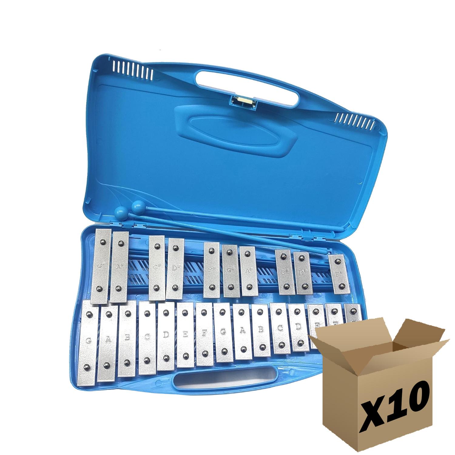 ffalstaff Metallofono Cromatico 25 Note con Piastre in Acciaio (Custodia Azzurra) - (master carton da 10 pezzi)