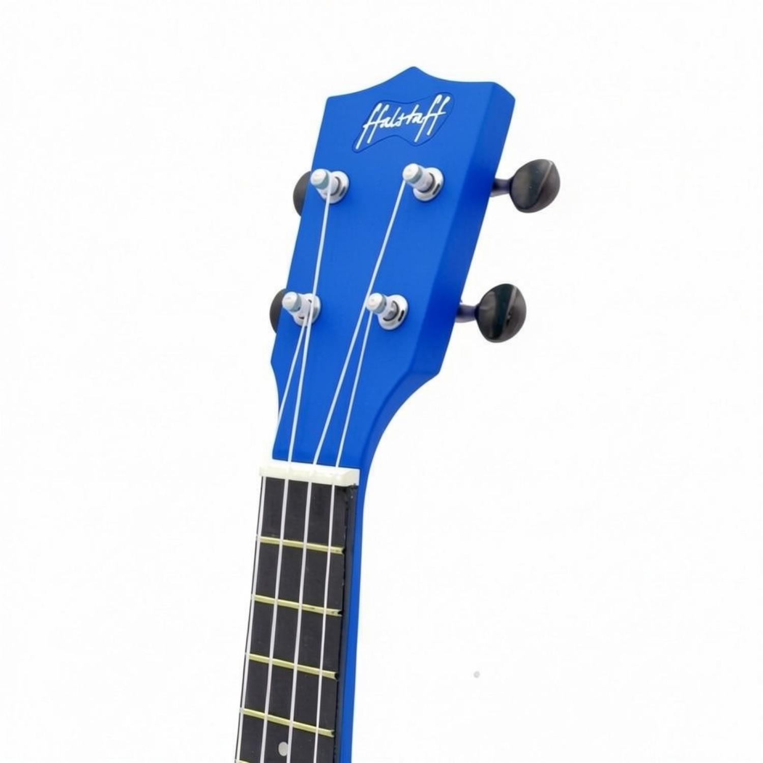 ffalstaff Ukulele Soprano 21" Superior Satinato con borsa, metodo rapido e kit 5 plettri (Blu)