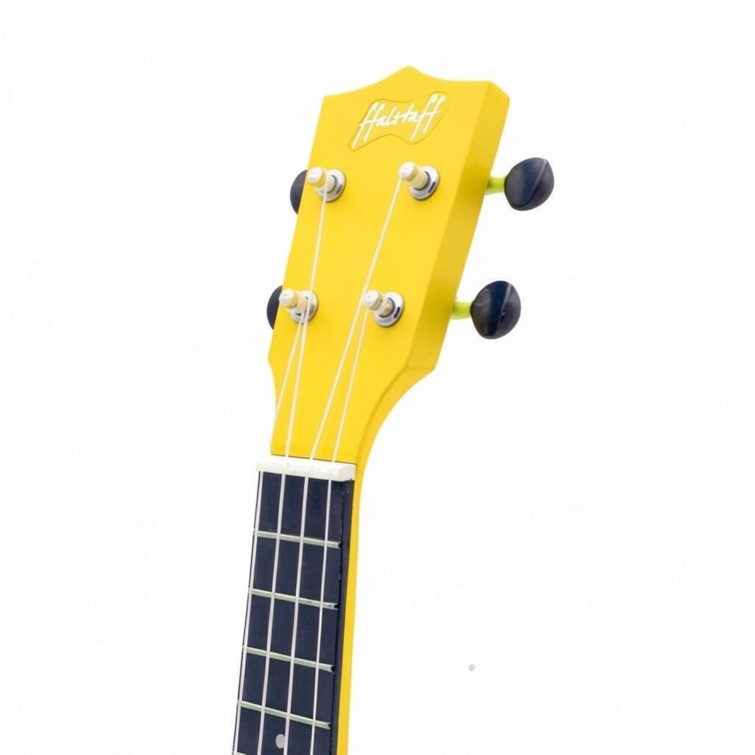 ffalstaff Ukulele Soprano 21" Superior Satinato con borsa, metodo rapido e kit 5 plettri (Giallo)