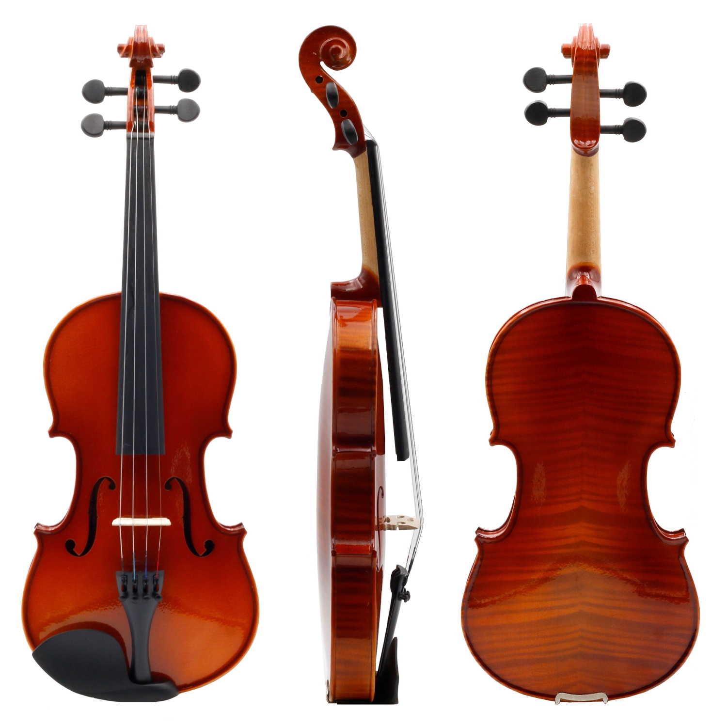 ffalstaff Violino 4/4 Massello Fiammato "Maestro" Finitura Lucida, Arco Superior, colofonia Rosin (Custodia Sagomata Blu)