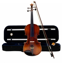 ffalstaff Violino 4/4 "Maestro" fondo Fiammato, parti in Ebano, Arco Superior e Colofonia Rosin (Custodia Rettangolare con Igrometro ed Accessori)